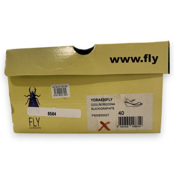 Fly London Yora Women's Black Leather Wedge Sandals Rubber Sole sz. 40 - Picture 5 of 7